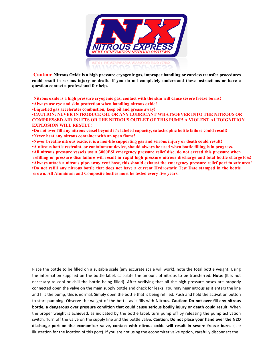 Nitrous Express Refill Pump User Manual | 2 pages