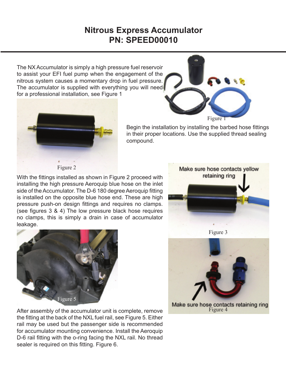 Nitrous Express Accumulator (SPEED00010) User Manual | 2 pages