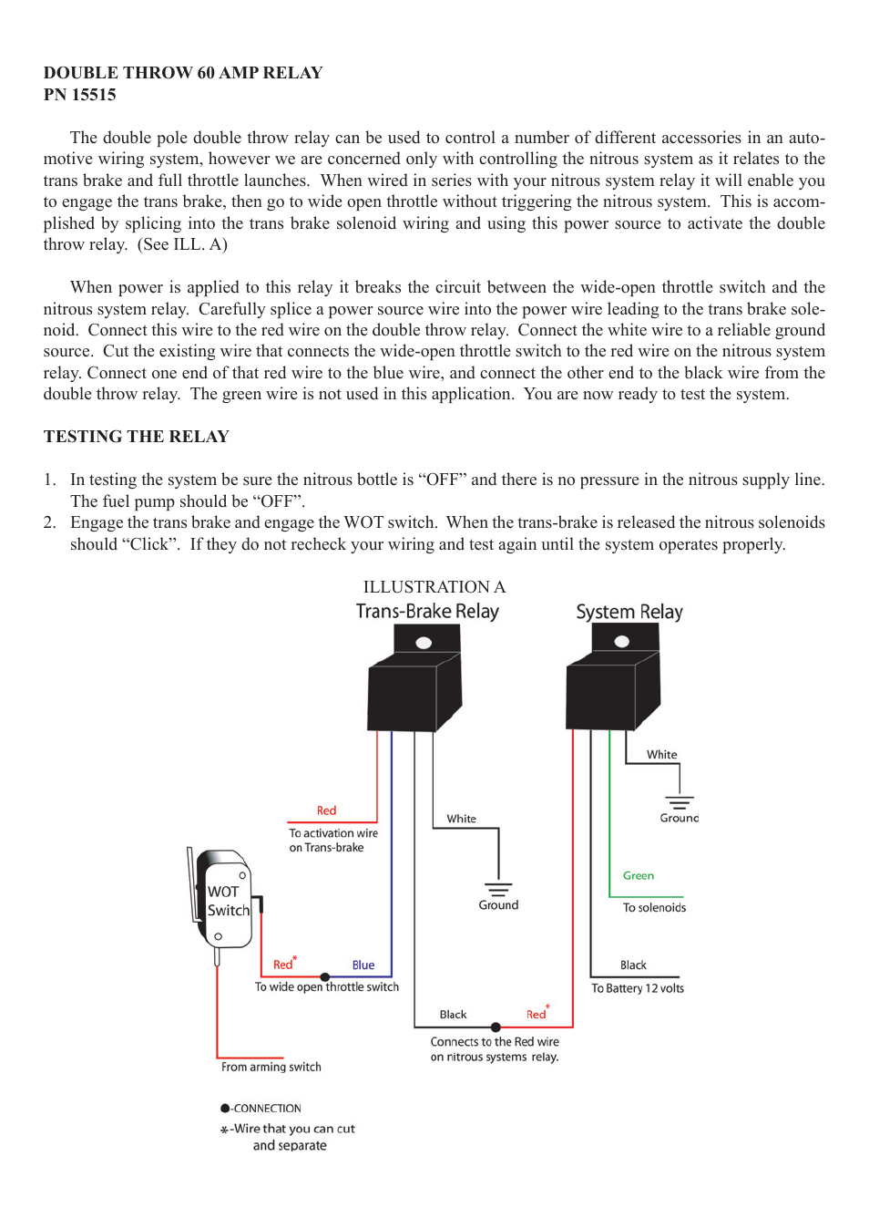 Nitrous Express DOUBLE THROW 60 AMP RELAY (15515) User Manual | 1 page