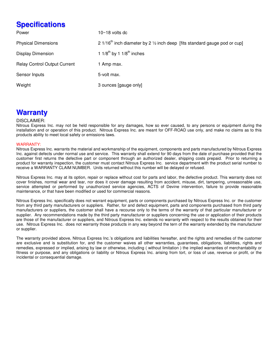 Nitrous Express Octane Series Progressive User Manual | Page 18 / 19