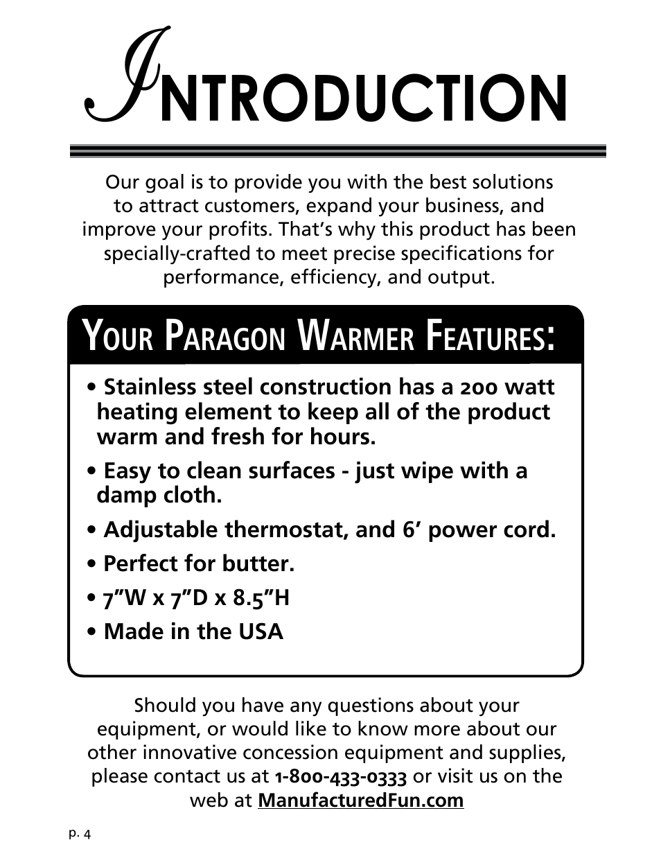 Ntroduction | Paragon 2218 (230v) Prostyle with Pump User Manual | Page 4 / 6