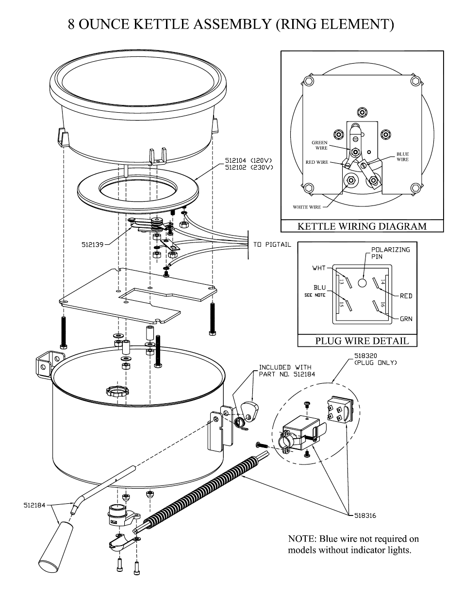 8oz kettle assembly (ring element) | Paragon 1208820 (230V) 1911 8 OZ BLACK & CHROME User Manual | Page 17 / 19