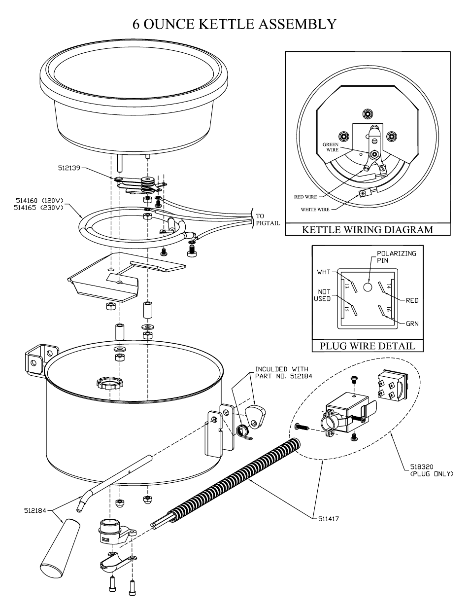 6oz kettle assembly | Paragon 1206710 (230V) PROFESSIONAL SERIES 6 User Manual | Page 15 / 16