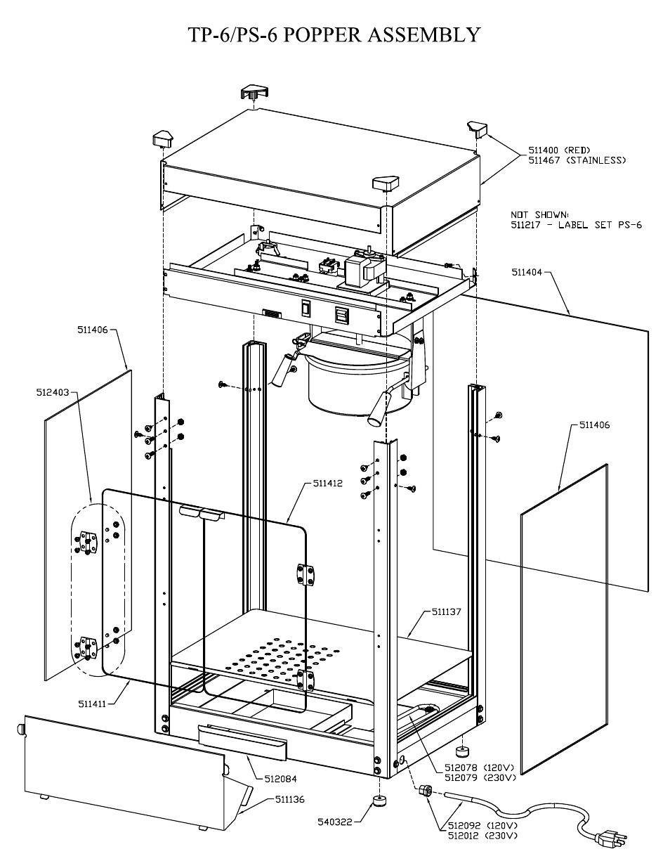 Tp 6 popper assembly | Paragon 1206710 (230V) PROFESSIONAL SERIES 6 User Manual | Page 8 / 16