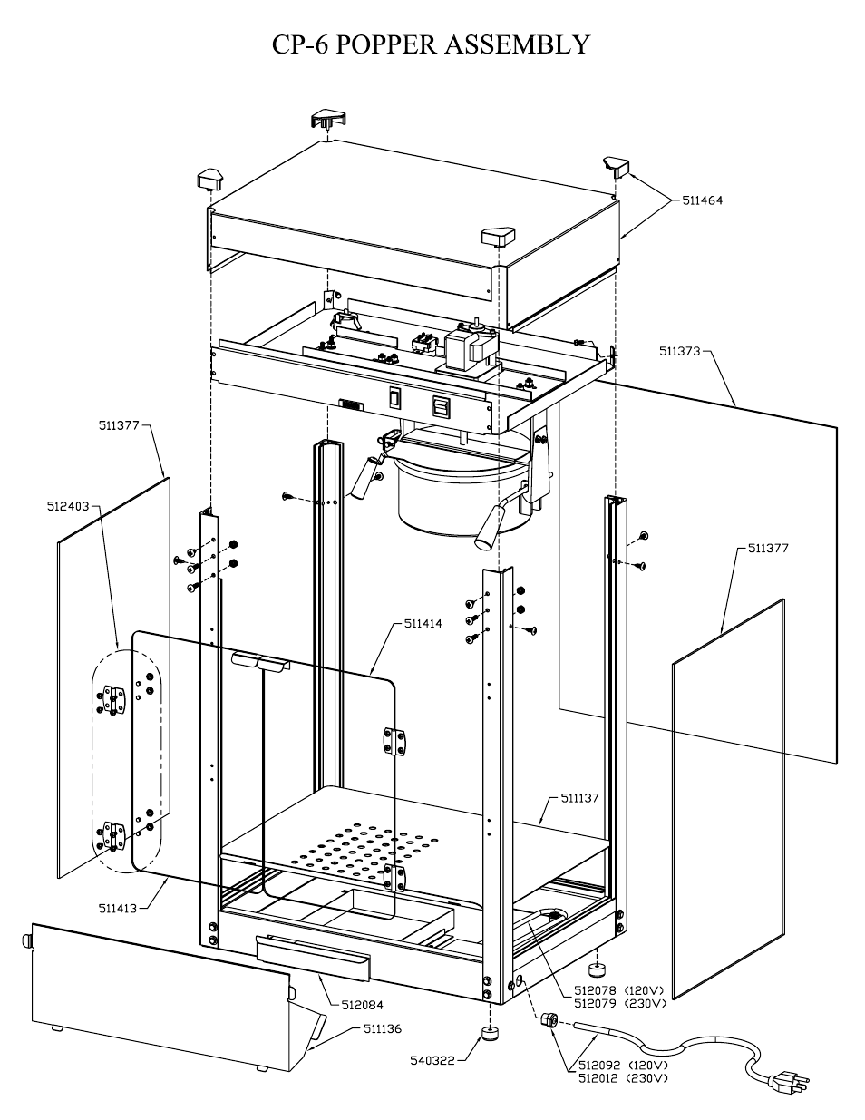 Contempo 6 popper assembly | Paragon 1206710 (230V) PROFESSIONAL SERIES 6 User Manual | Page 9 / 16