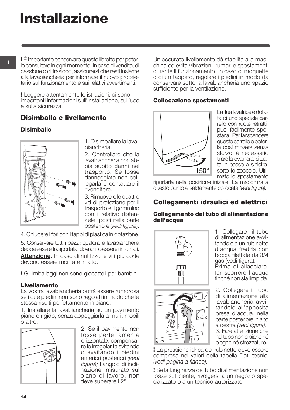 Installazione | Indesit IWTE 61281 ECO User Manual | Page 14 / 84