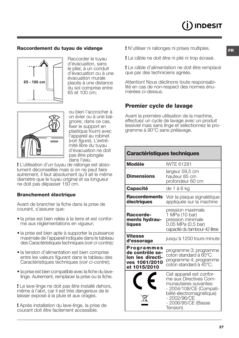 Indesit IWTE 61281 ECO User Manual | Page 27 / 84