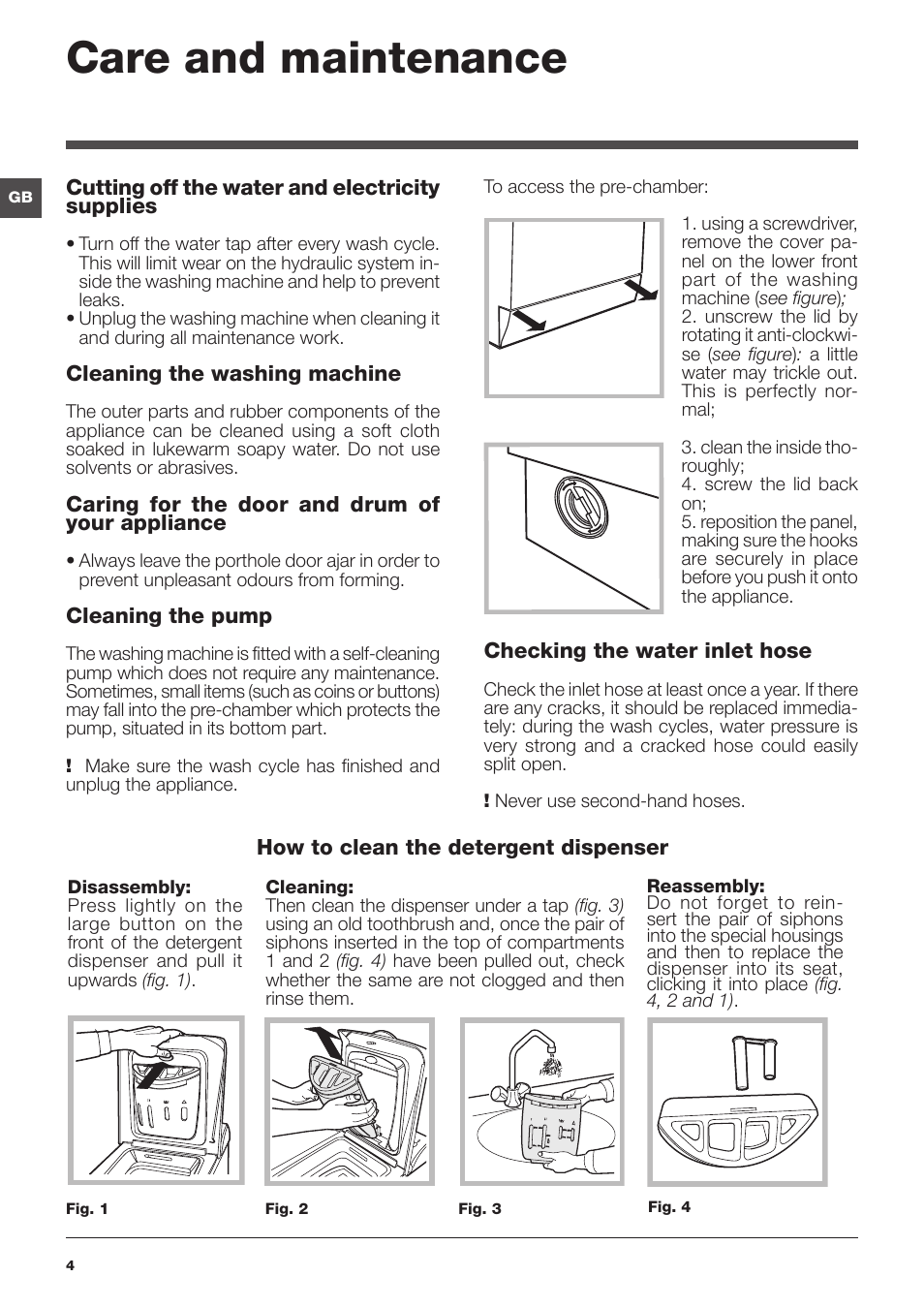 Care and maintenance | Indesit IWTE 61281 ECO User Manual | Page 4 / 84