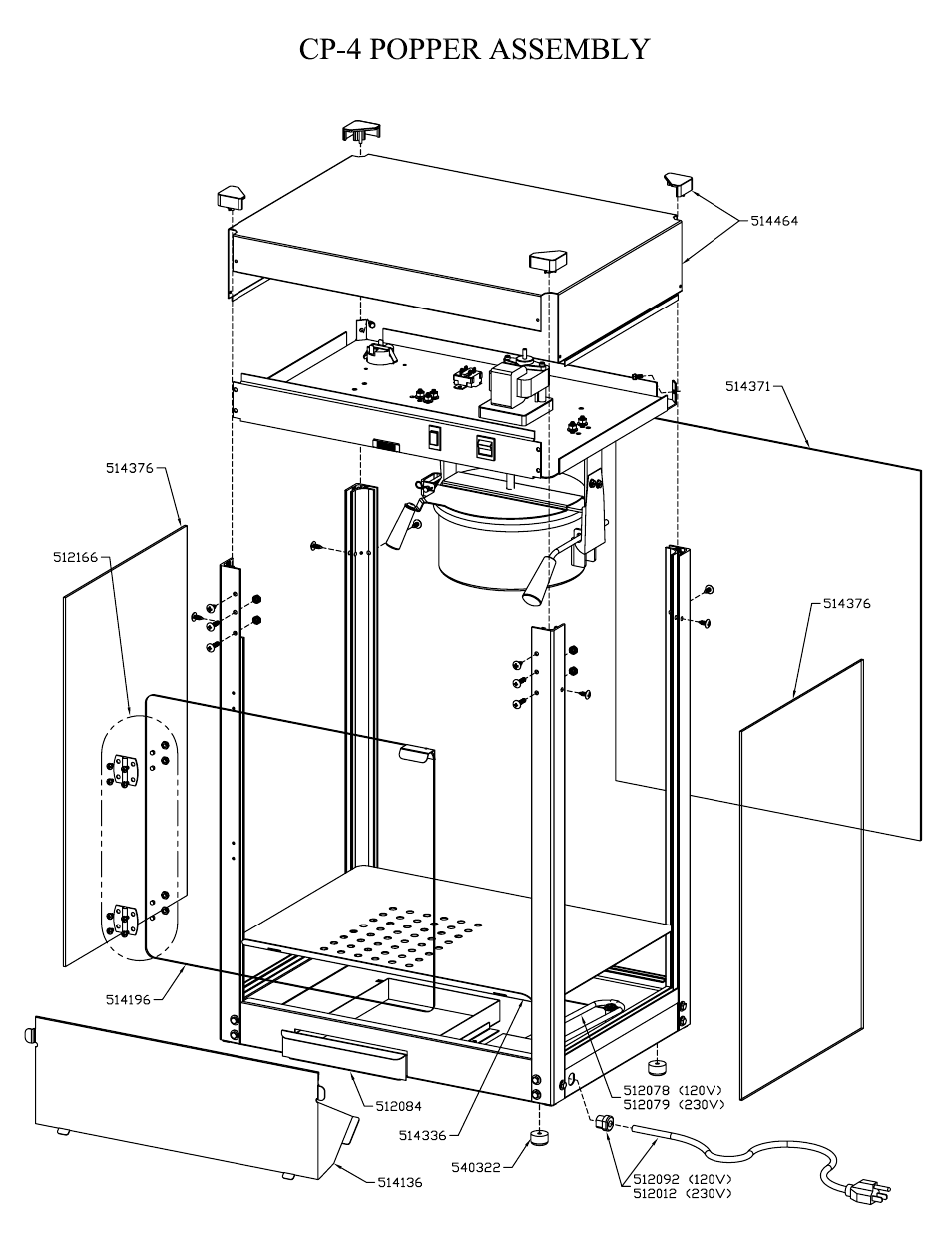 Contempo 4 popper assembly | Paragon 1204820 (230V) 1911 4OZ BLACK & CHROME User Manual | Page 11 / 19