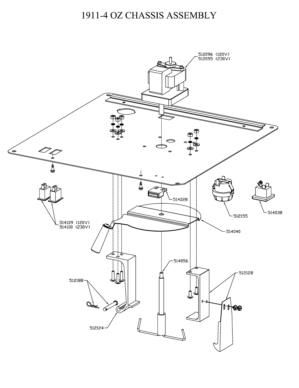 1911 4 chassis assembly | Paragon 1204820 (230V) 1911 4OZ BLACK & CHROME User Manual | Page 12 / 19