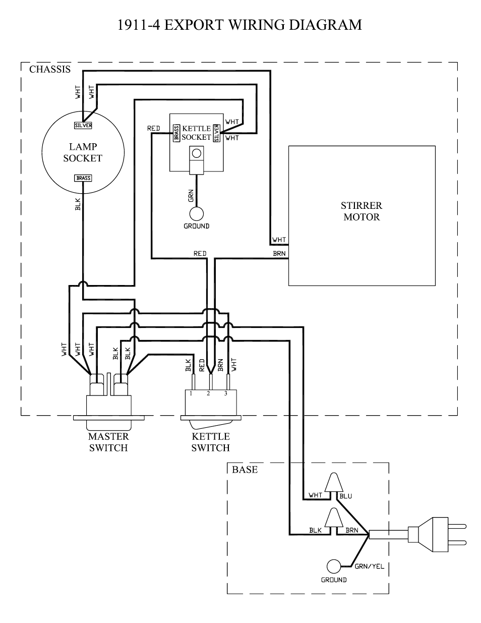 1911 4 wiring assembly - export | Paragon 1204820 (230V) 1911 4OZ BLACK & CHROME User Manual | Page 15 / 19