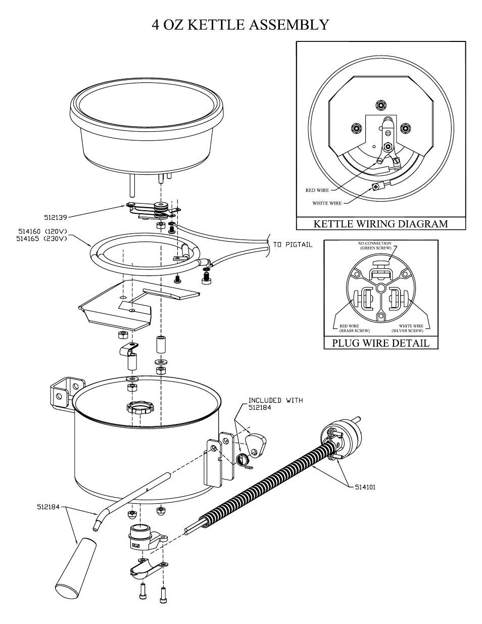 4oz kettle assembly | Paragon 1204820 (230V) 1911 4OZ BLACK & CHROME User Manual | Page 18 / 19