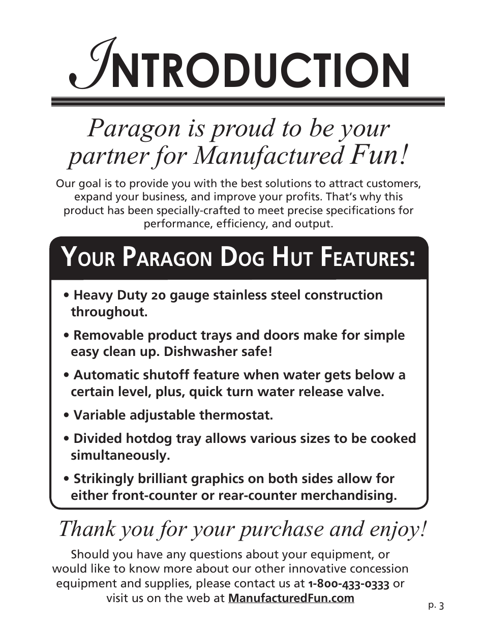 Ntroduction | Paragon 8220 (220v) DogHut User Manual | Page 3 / 12