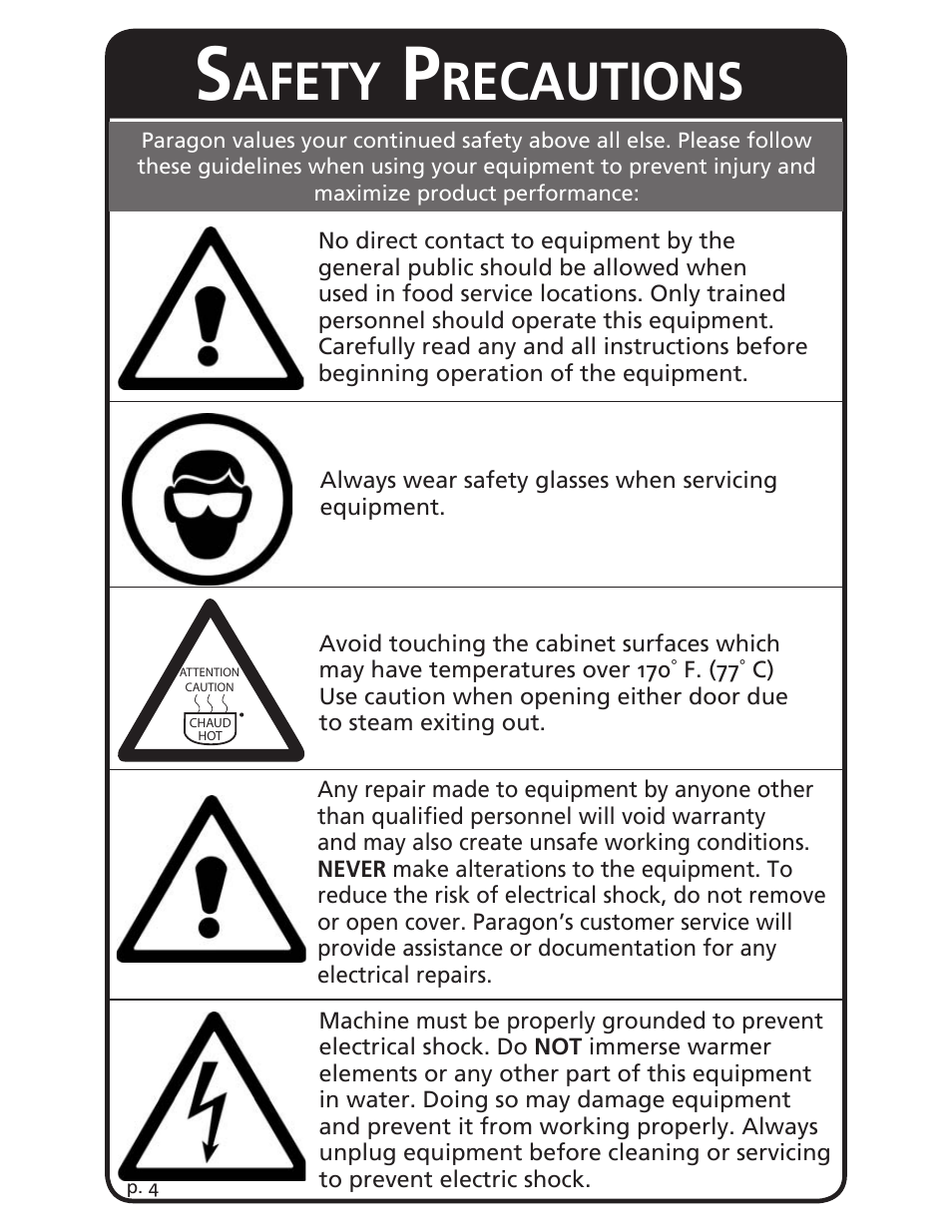 Afety, Recautions | Paragon 8220 (220v) DogHut User Manual | Page 4 / 12