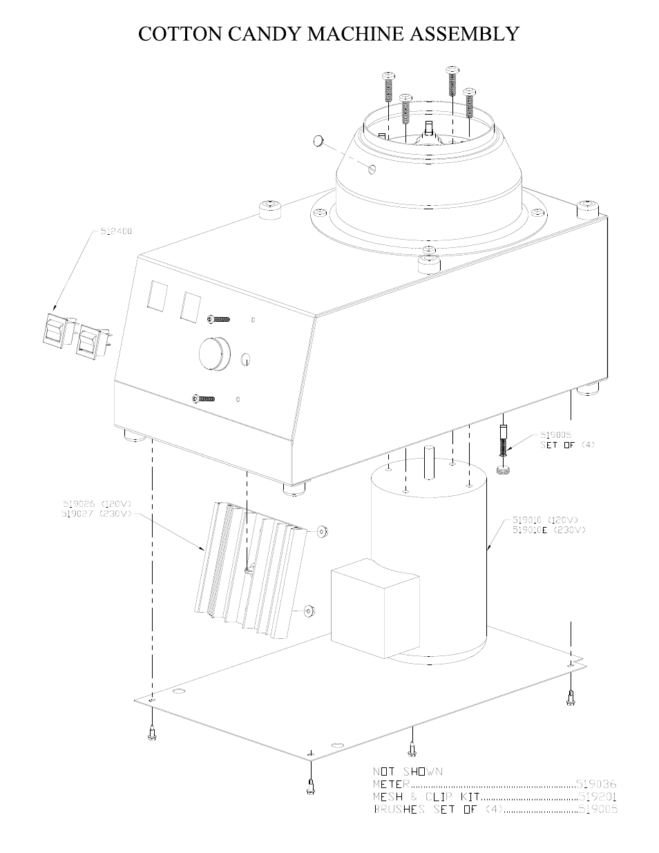 Cotton candy machine assembly | Paragon 7205110 (230V) 5 COTTON CANDY User Manual | Page 7 / 9