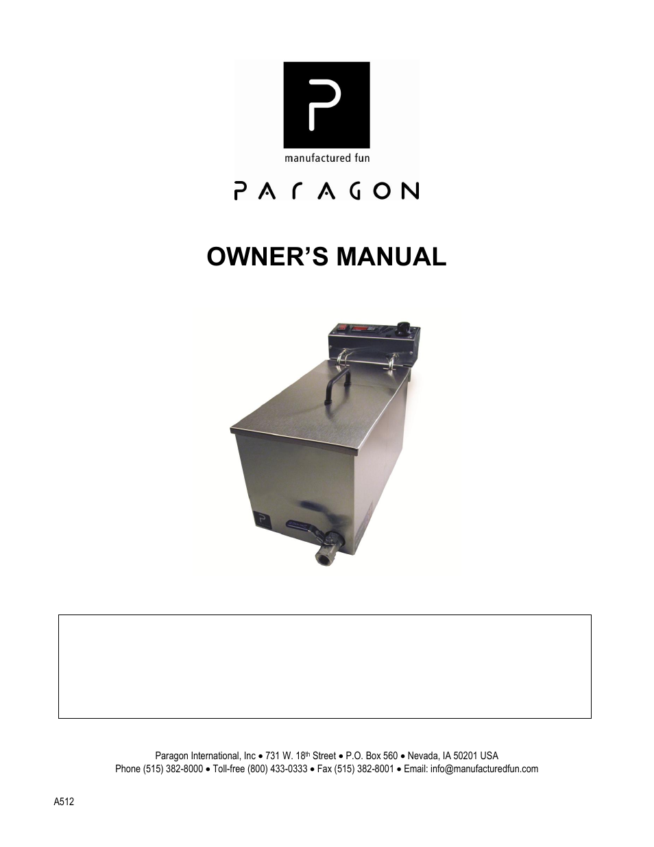Paragon 9050 (240V) MIGHTYCORN DOG FRYER 3000 User Manual | 11 pages