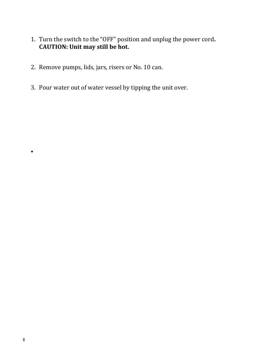Warmer care, General service, repair and returns | Paragon 2029 Series-Dual Water Vessel Warmers User Manual | Page 8 / 8