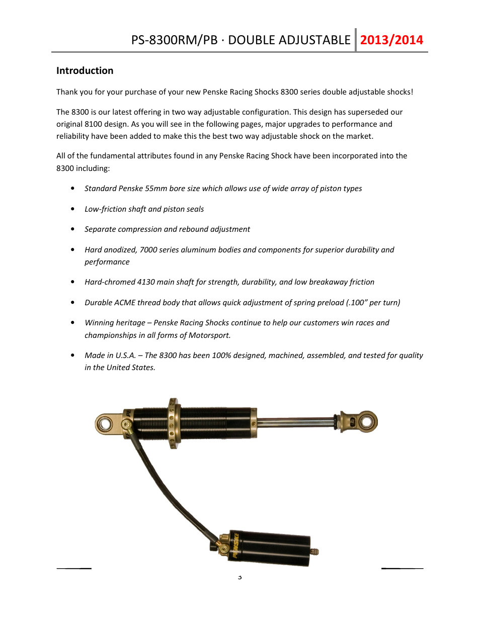 Penske Racing Shocks 8300-DA User Manual | Page 3 / 12