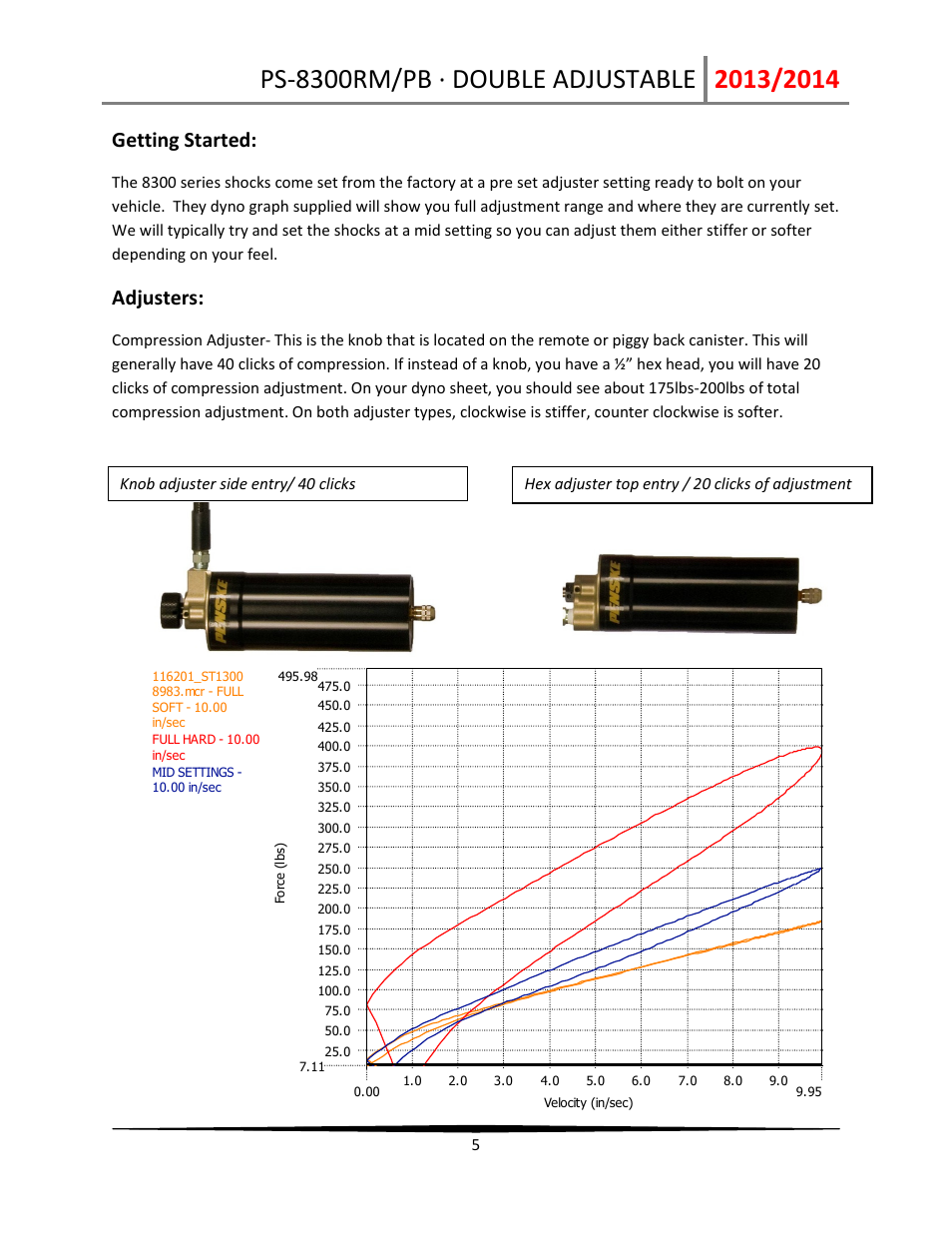 Getting started, Adjusters | Penske Racing Shocks 8300-DA User Manual | Page 5 / 12