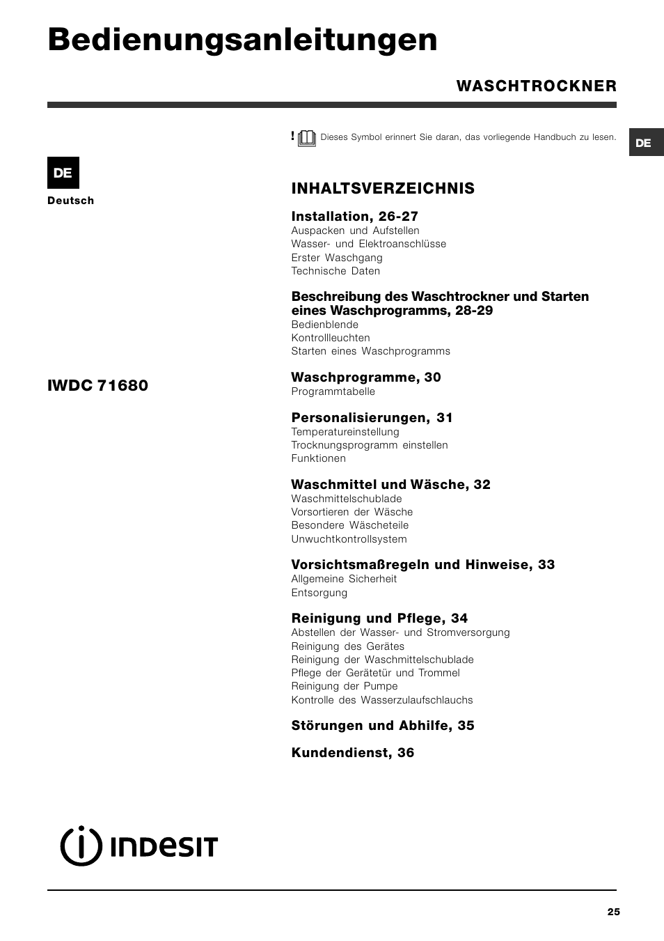 Indesit IWDC 71680 User Manual | Page 25 / 84