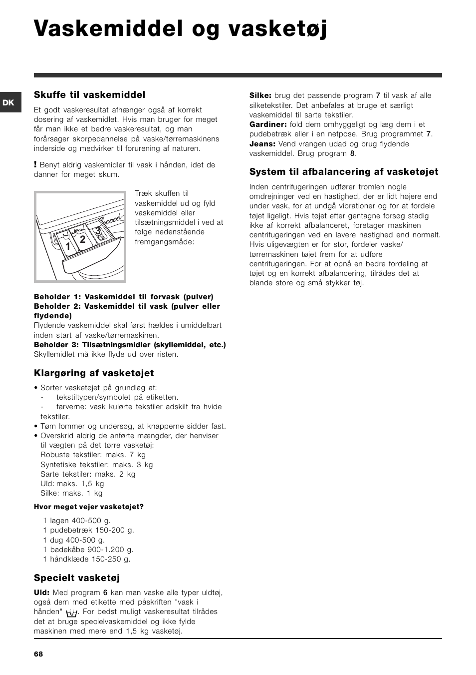 Vaskemiddel og vasketøj | Indesit IWDC 71680 User Manual | Page 68 / 84