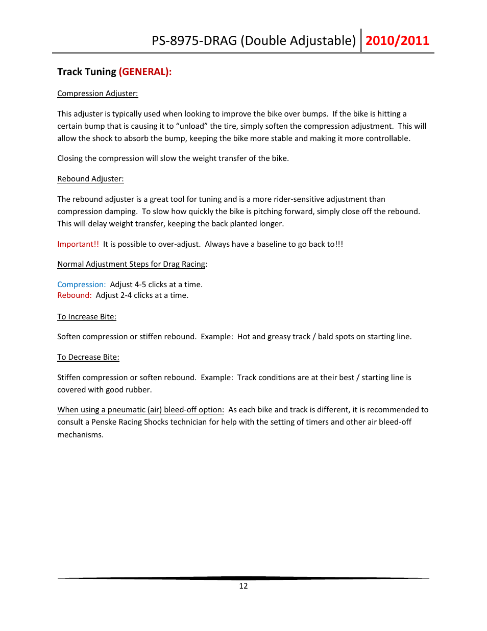 Penske Racing Shocks 8975-DRAG User Manual | Page 12 / 18