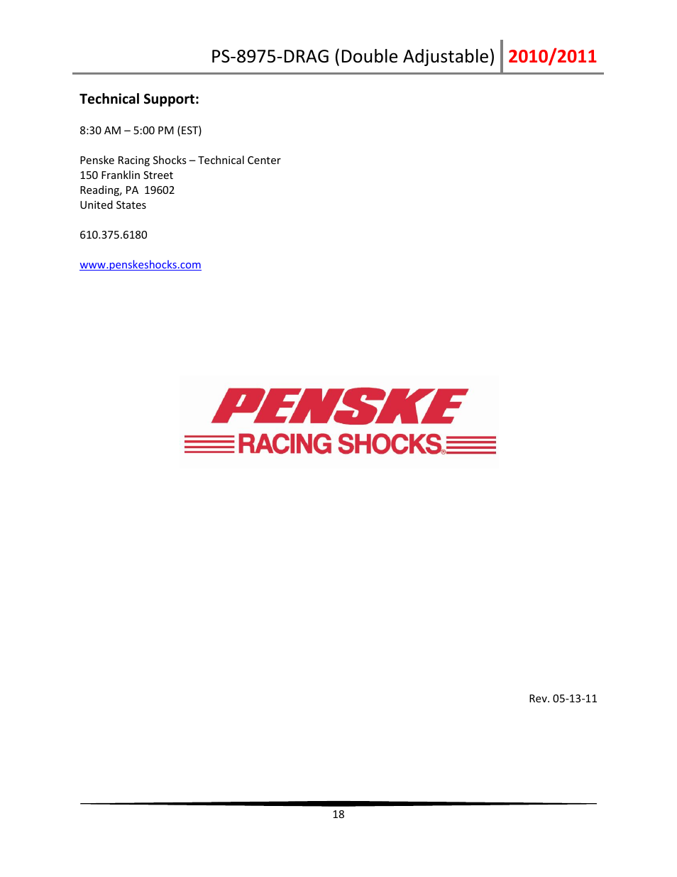 Penske Racing Shocks 8975-DRAG User Manual | Page 18 / 18