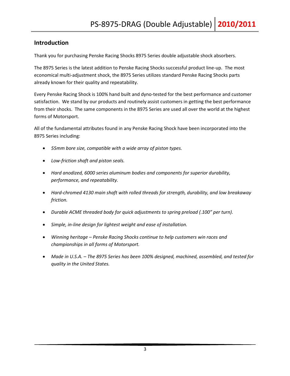Penske Racing Shocks 8975-DRAG User Manual | Page 3 / 18