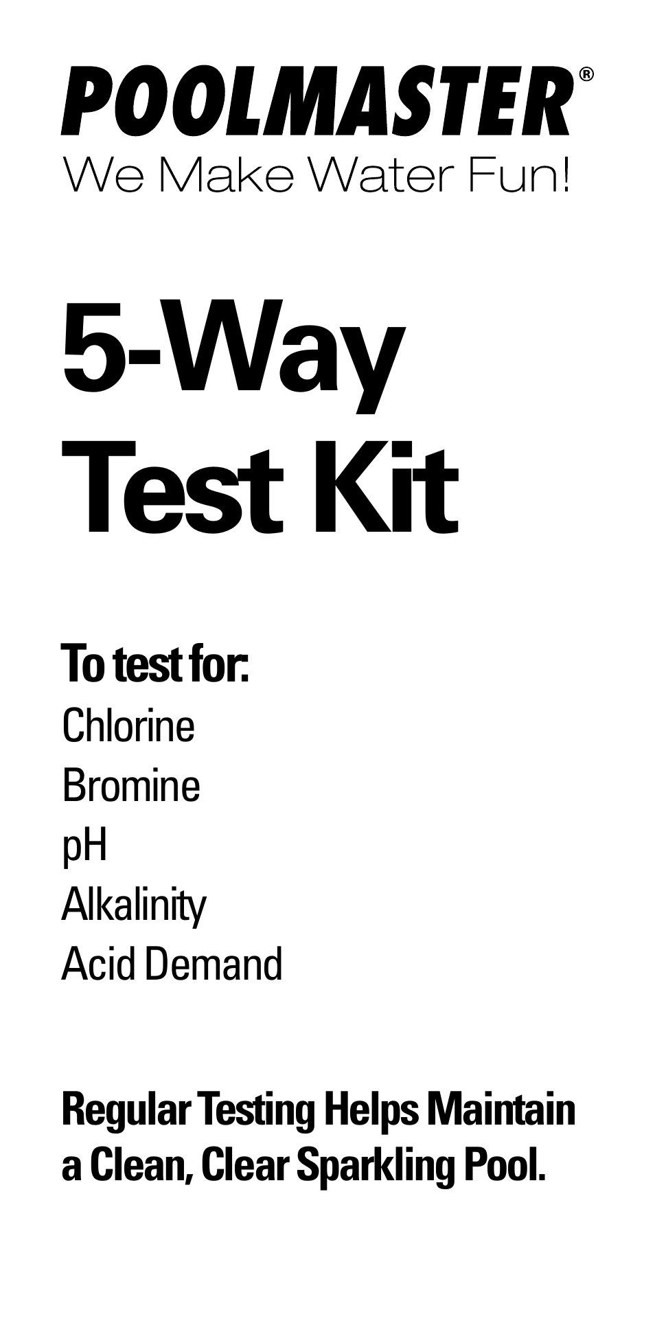 Poolmaster 22280 5-Way Test Kit User Manual | 15 pages