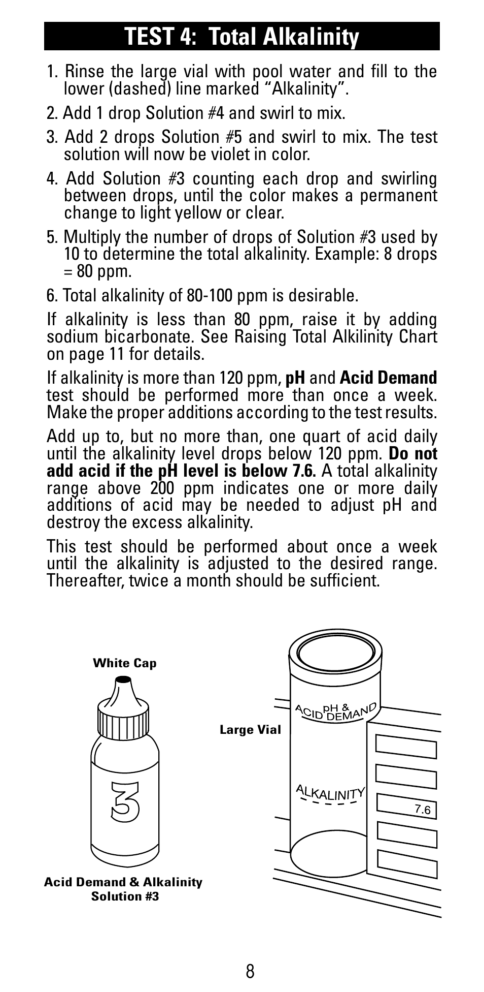 Test 4: total alkalinity | Poolmaster 22280 5-Way Test Kit User Manual | Page 10 / 15