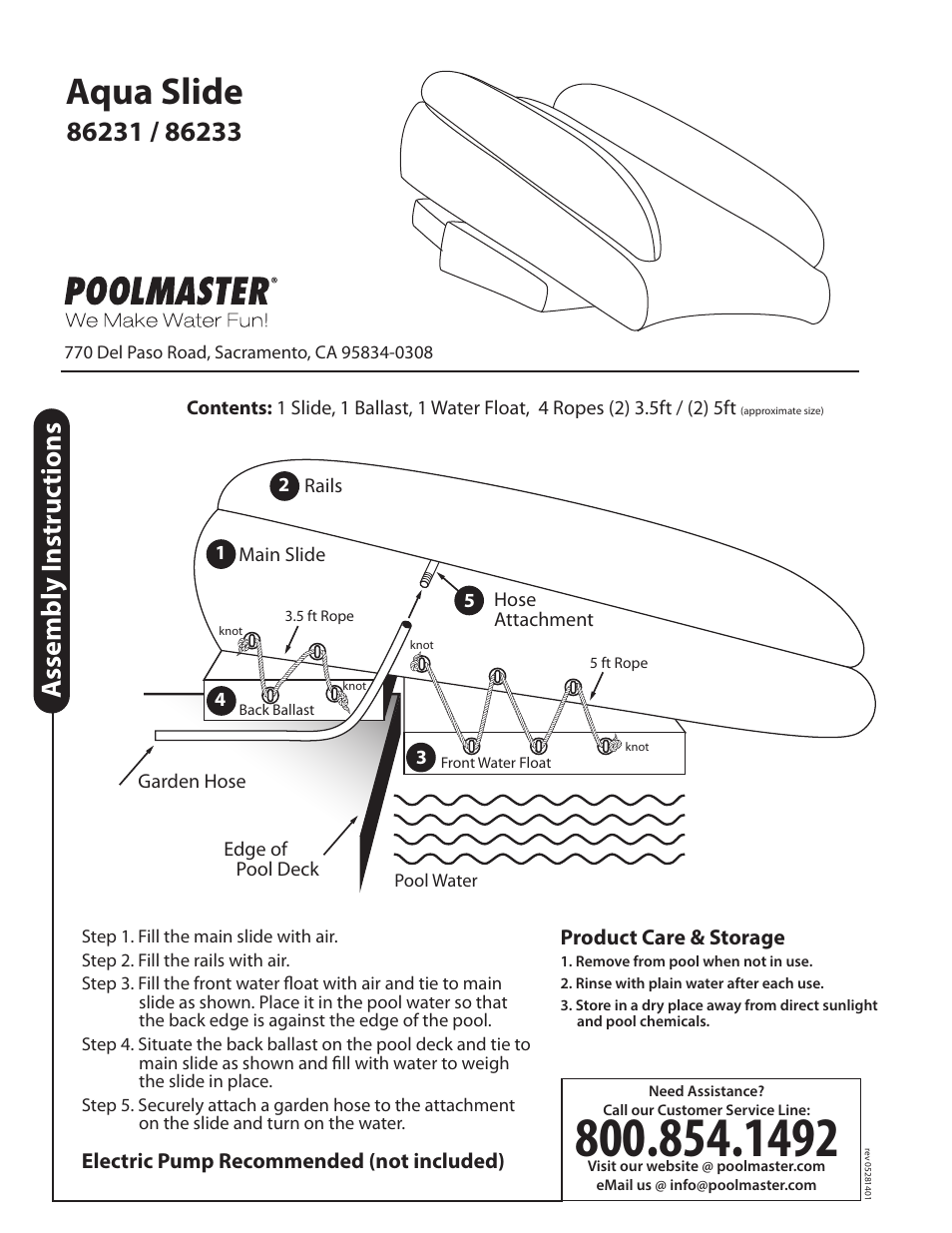 Poolmaster 86233 Aqua Launch Slide User Manual | 1 page