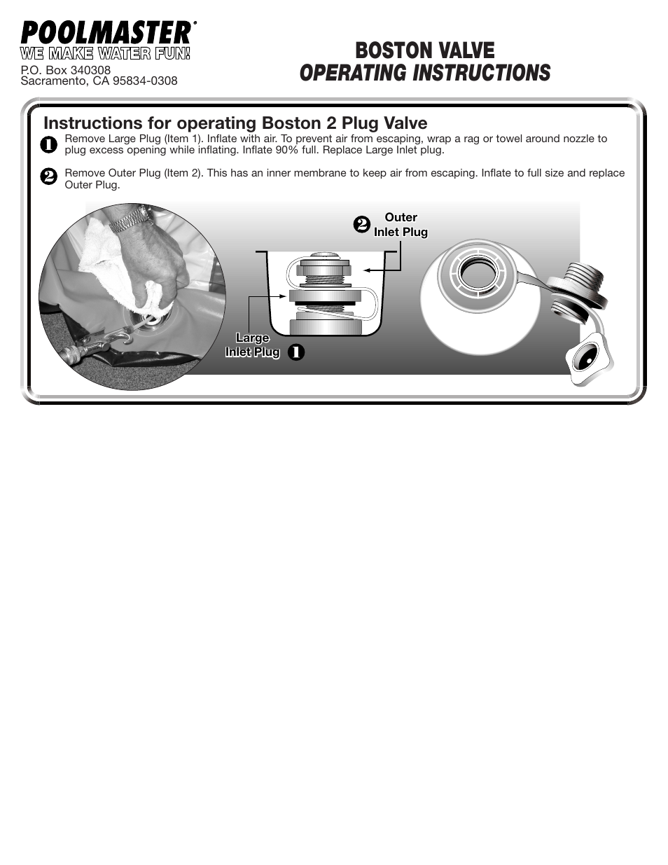 Poolmaster Boston Valve User Manual | 1 page