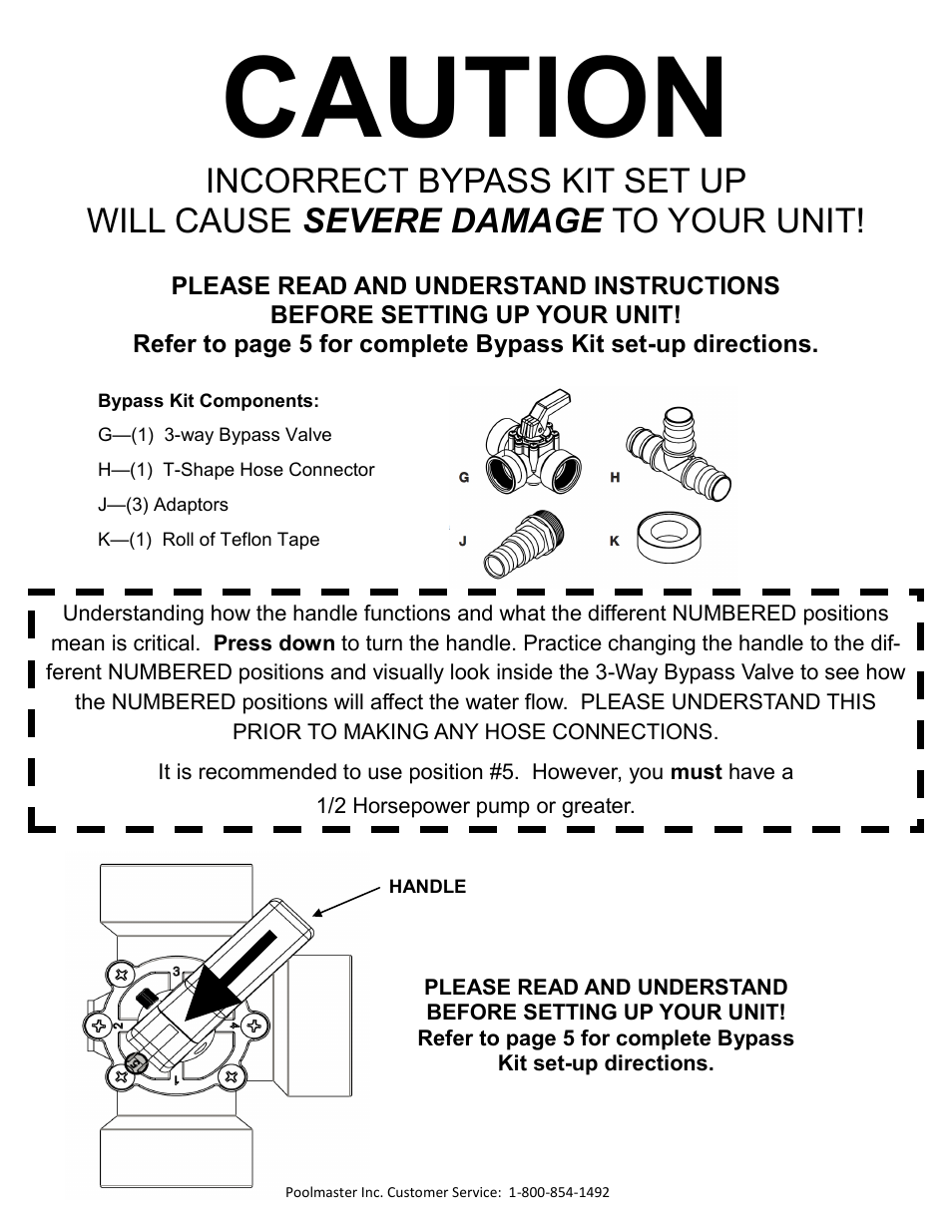 Poolmaster 59025 Bypass Kit Caution User Manual | 1 page
