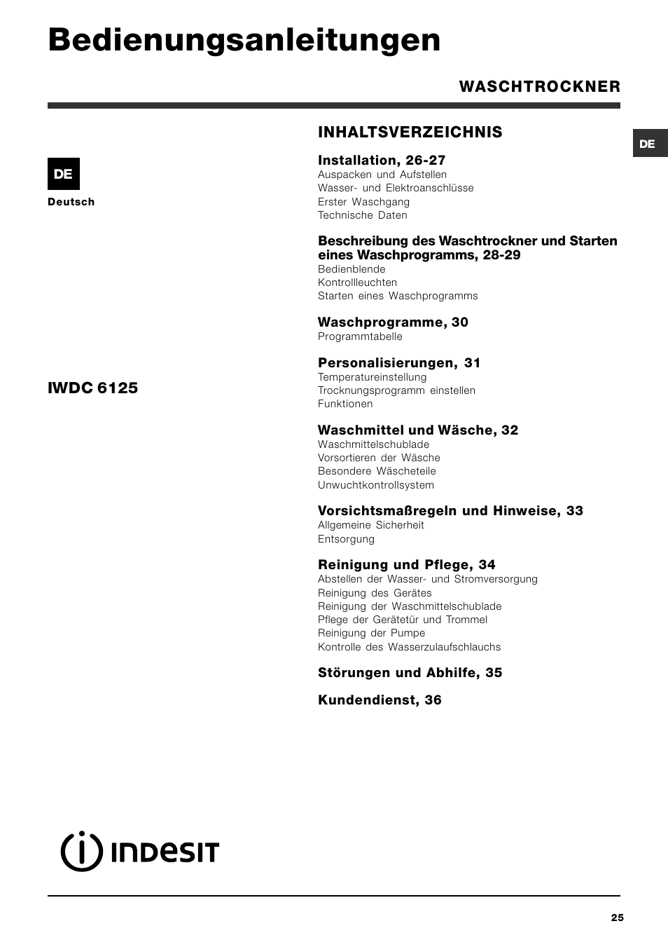 Indesit IWDC 6125 User Manual | Page 25 / 84