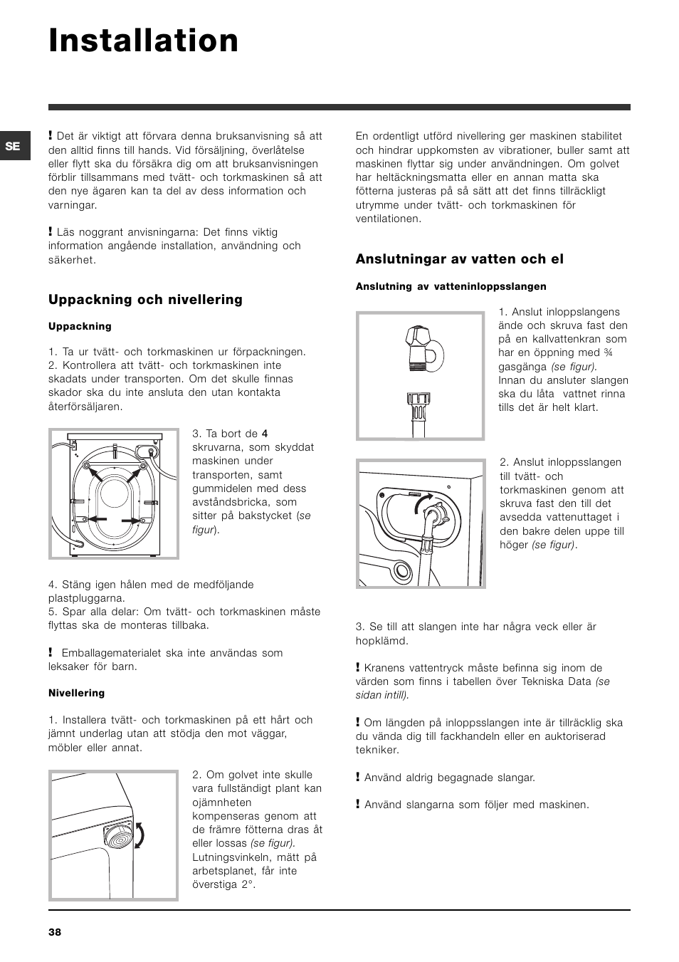 Installation | Indesit IWDC 6125 User Manual | Page 38 / 84