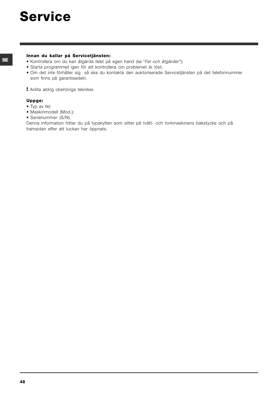 Service | Indesit IWDC 6125 User Manual | Page 48 / 84