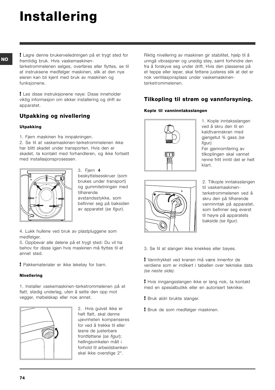 Installering | Indesit IWDC 6125 User Manual | Page 74 / 84