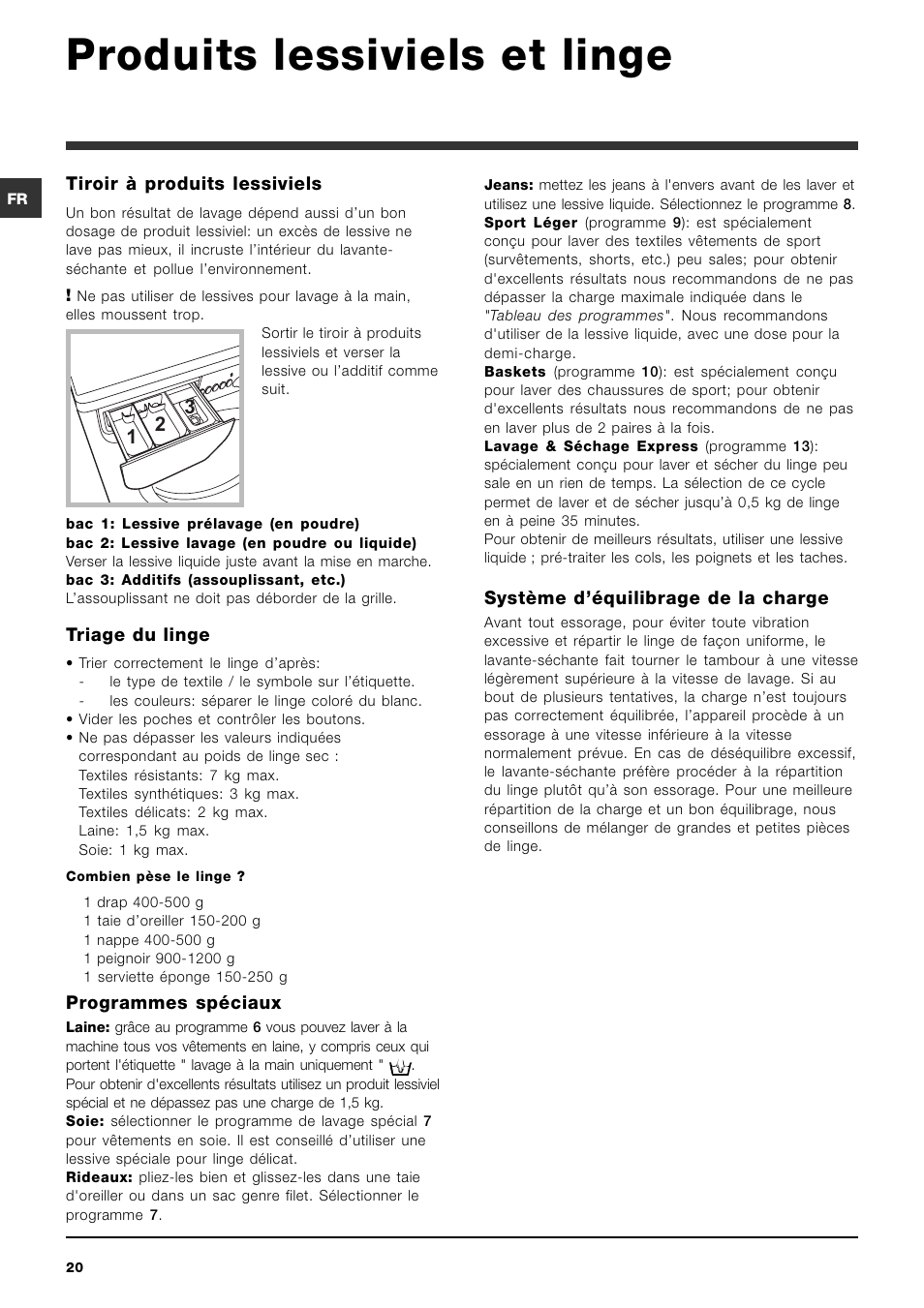 Produits lessiviels et linge | Indesit IWDE 7145 User Manual | Page 20 / 60