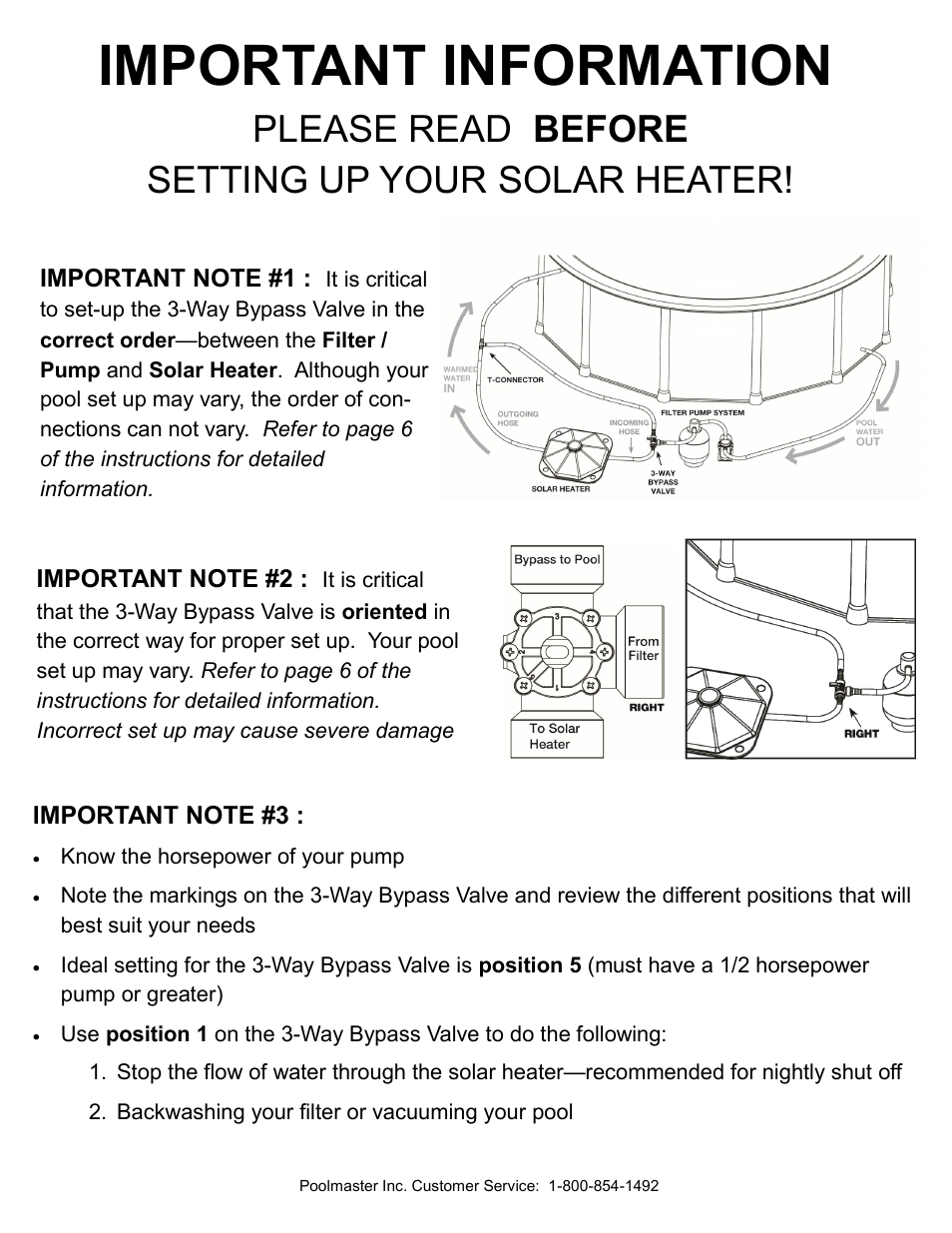 Poolmaster 59025 Solar Heater Important Note User Manual | 1 page