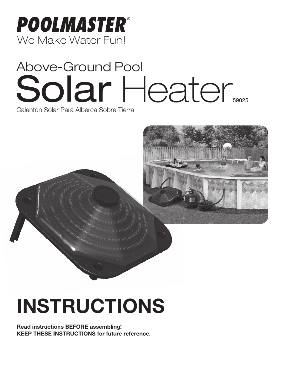 Poolmaster 59025 Above-Ground Pool Solar Heater User Manual | 13 pages