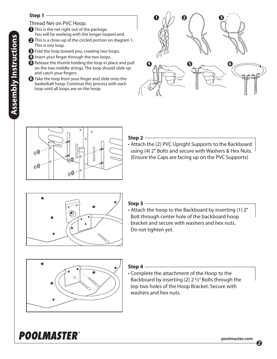 Assembly i nstr uc tions | Poolmaster 72784 Above-Ground Poolside BBall Game User Manual | Page 2 / 3