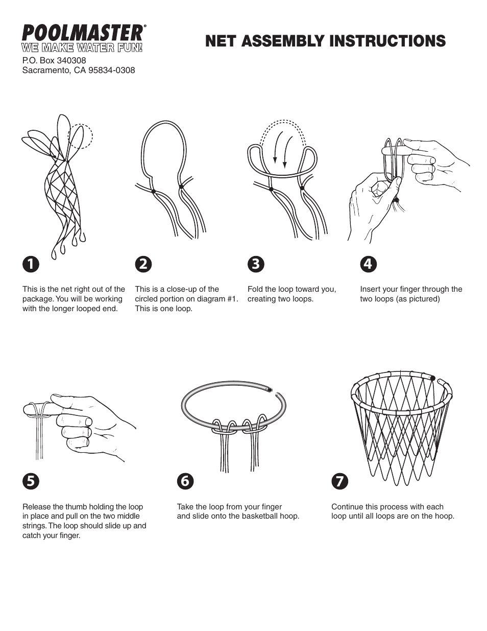 Net assembly instructions | Poolmaster 72705 All-Pro Water Basketball Game User Manual | Page 2 / 2