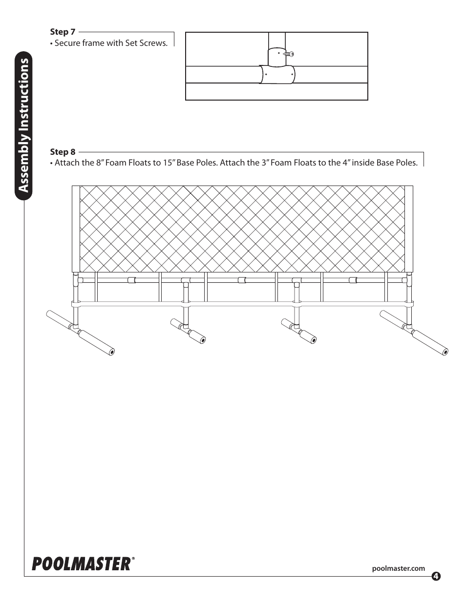 Assembly i nstr uc tions | Poolmaster 72708 Super Combo Water Badminton User Manual | Page 4 / 4