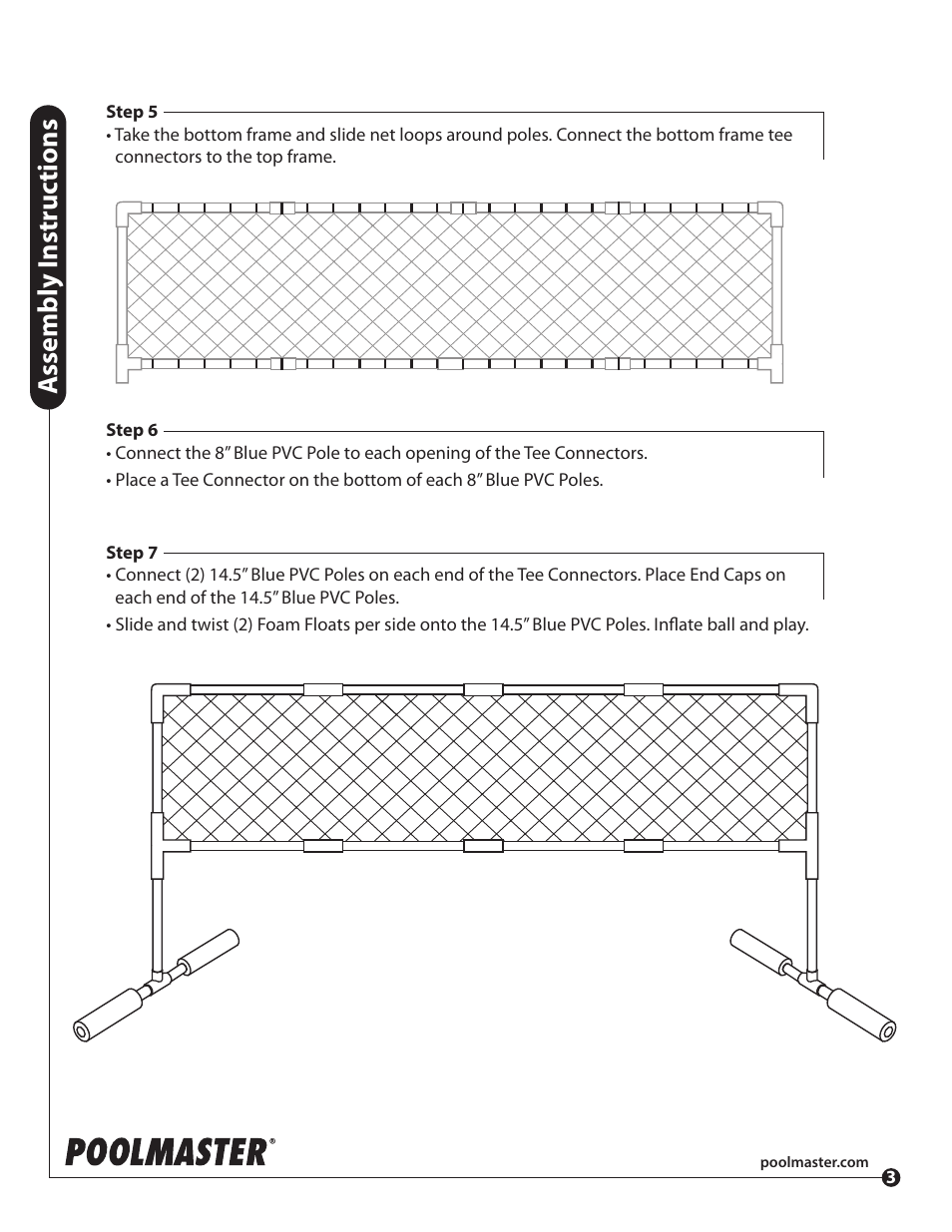 Assembly i nstr uc tions | Poolmaster 72706 Water Volleyball Game User Manual | Page 3 / 3