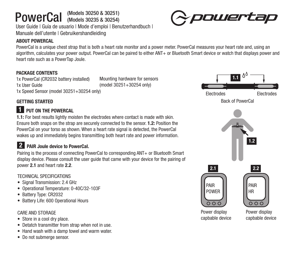 PowerTap PowerCal User Manual | 12 pages