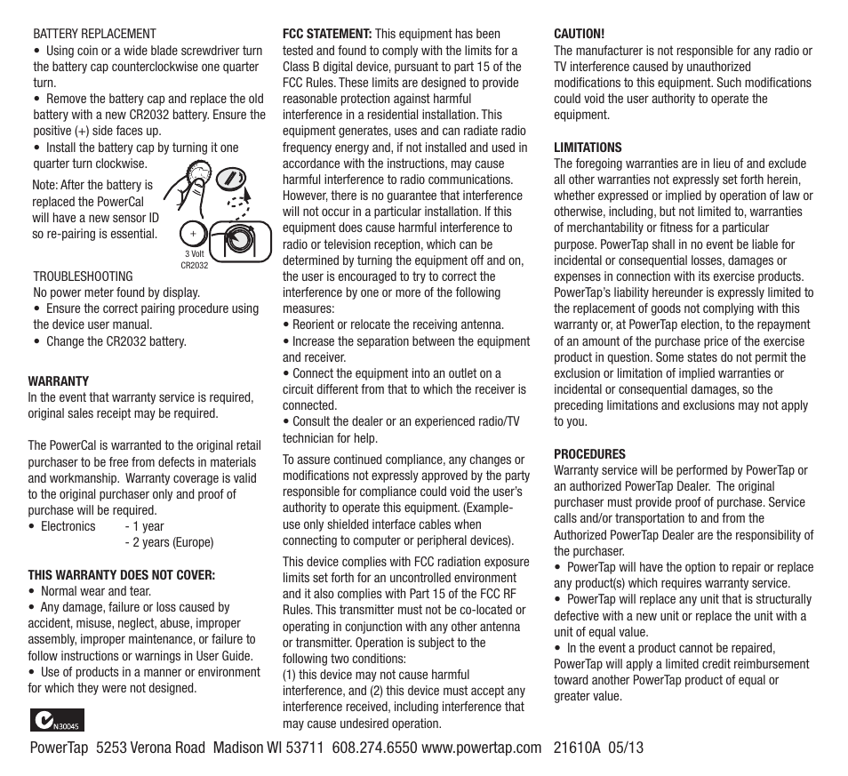 PowerTap PowerCal User Manual | Page 2 / 12
