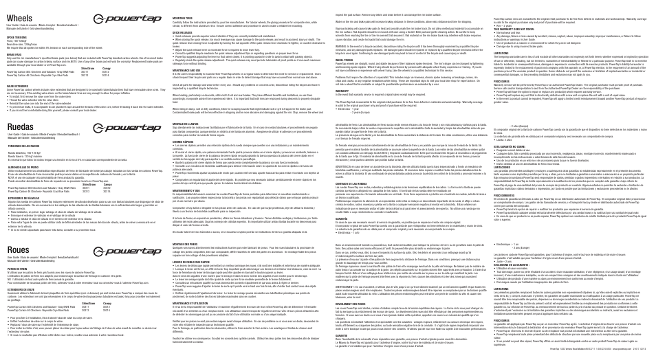 PowerTap Wheelset User Manual | 2 pages