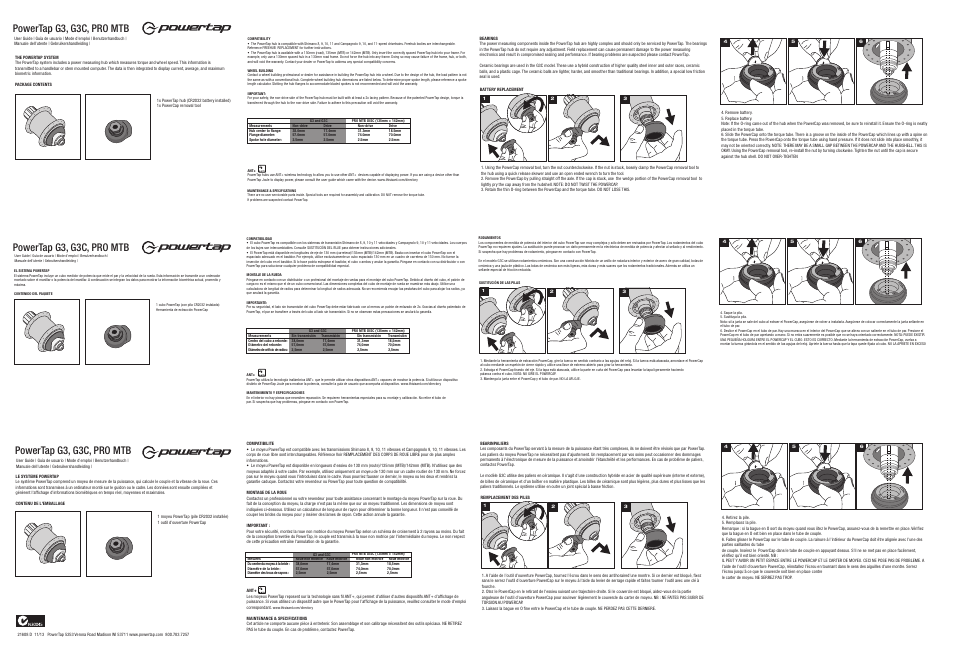 PowerTap G3C User Manual | 2 pages