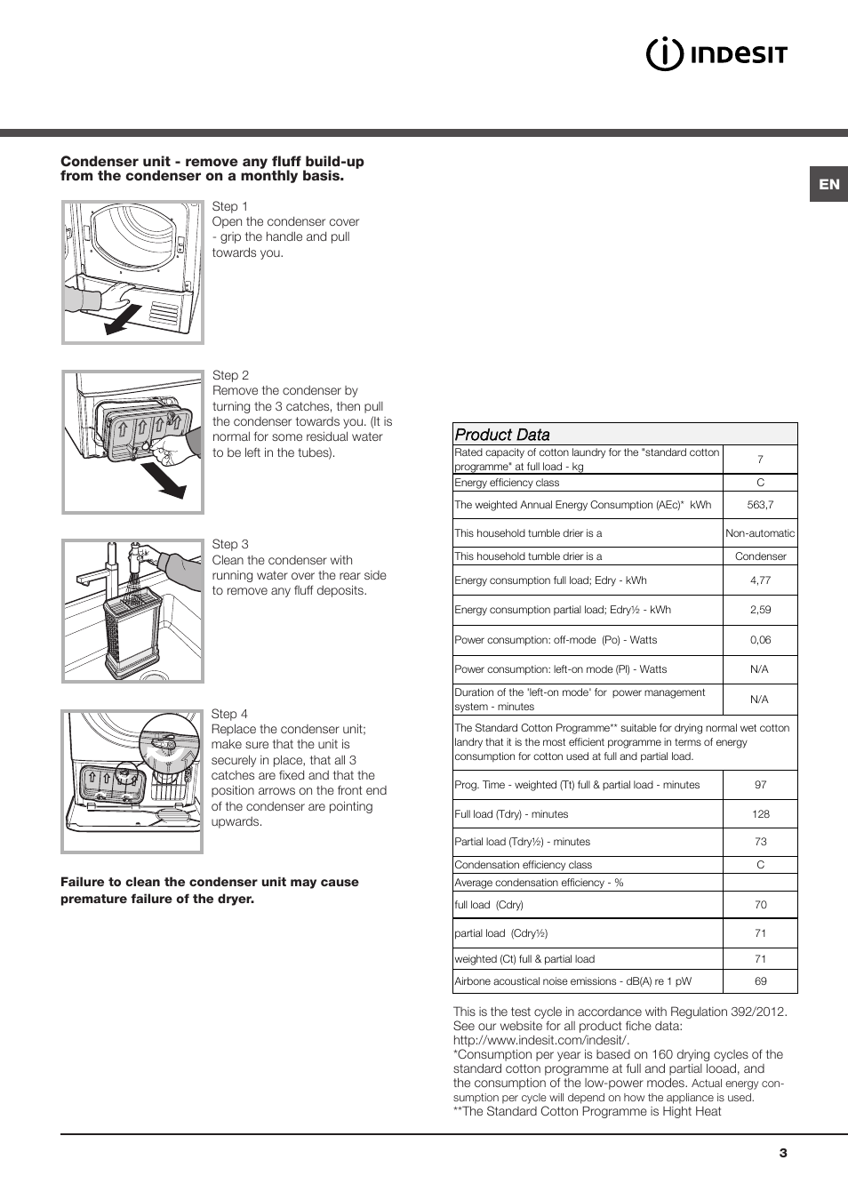 Product data | Indesit IDC 75 User Manual | Page 3 / 84