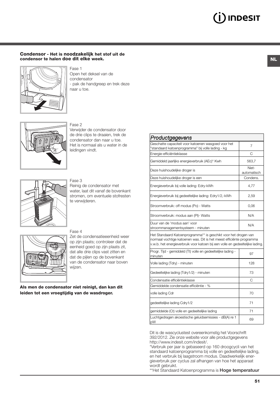 Productgegevens | Indesit IDC 75 User Manual | Page 51 / 84